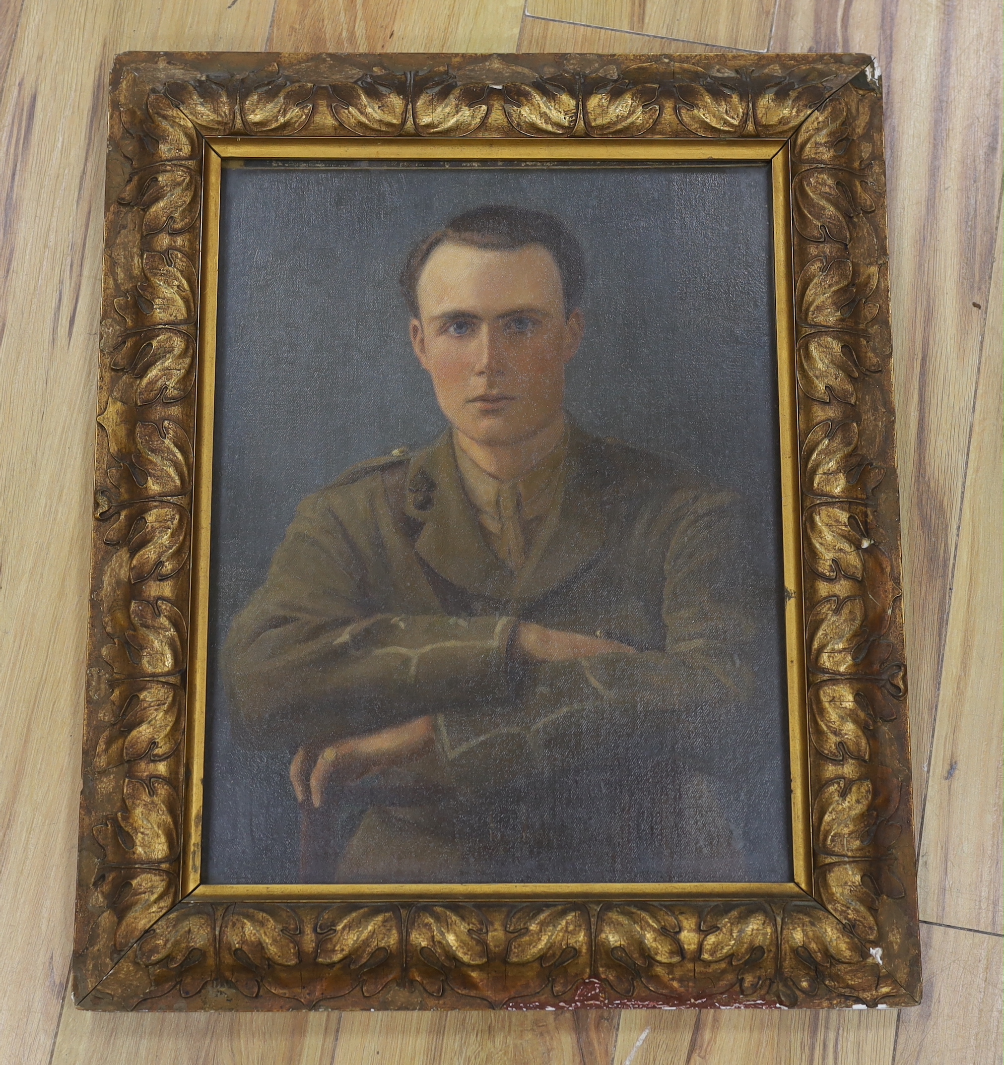 Early 20th century English School, oil on canvas board, Portrait of an army officer, 45 x 34cm